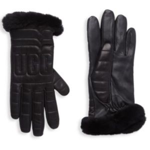 Shearling cuff UGG leather gloves
